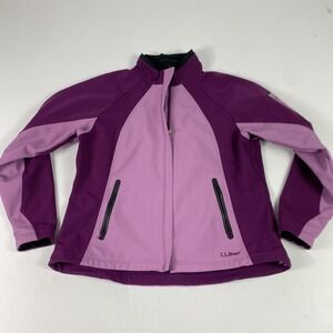 L.L. Bean Jacket Womens XL Purple Softshell Mid-Length Zip Adjustable Lined